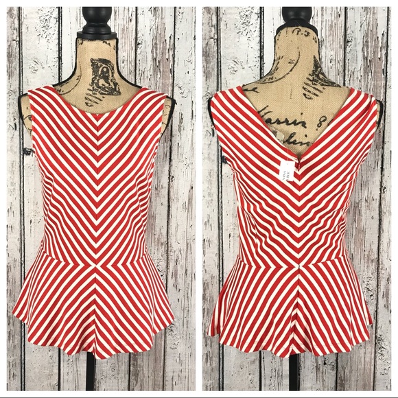 Banana Republic Tops - NWT Banana Republic Stripe Sleeveless Peplum Top 8